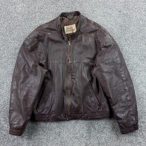 Vintage Gino Leather Jacket Mens 44 Distressed Brown Leather Bomber Flight